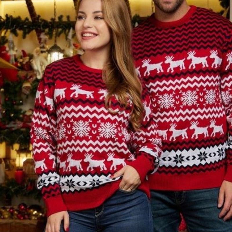 New Year Clothes Mom-Dad-Kids Matching Sweaters Christmas Family Couples