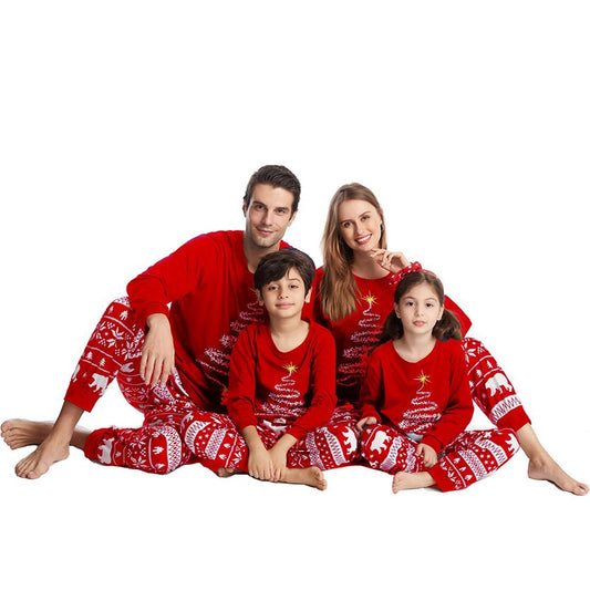 Couple Family Christmas-New year Pajamas mom-dad-kids-dog