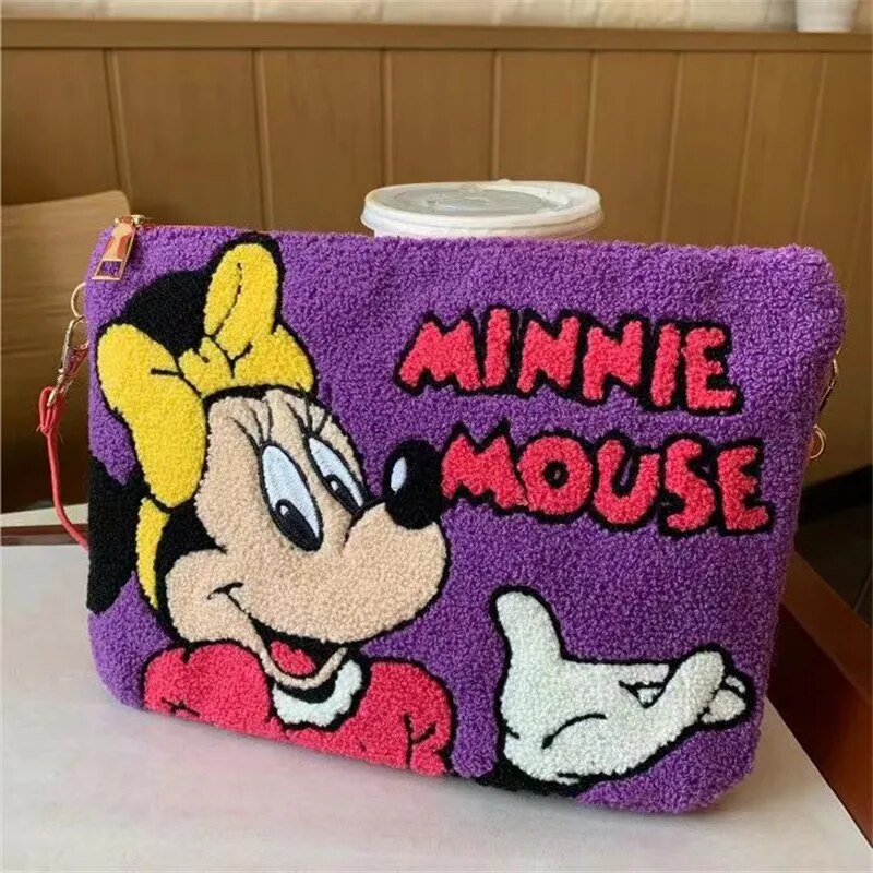 2023 Disney Cartoon Character Mickey Stitch Goofy Donald Duck Chip Plush Embroidery Lady Handbag Cross-body Bag Phone Bag