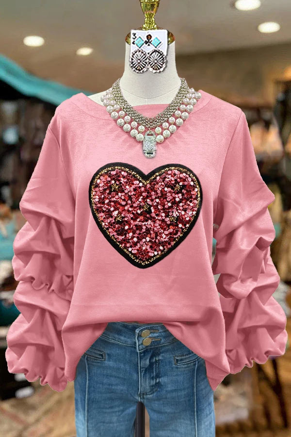 Classic Contrast Heart Valentine's Day Sweatshirt