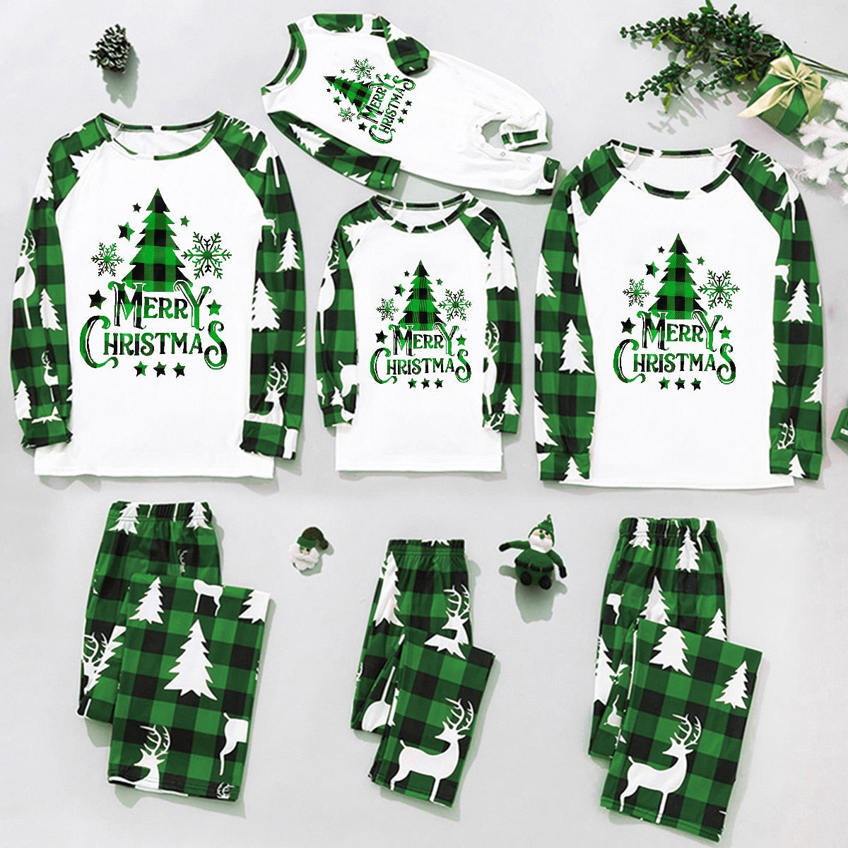 Christmas Family Matching Outfits Mom-Dad- Kids 2 Pieces Pjs Set