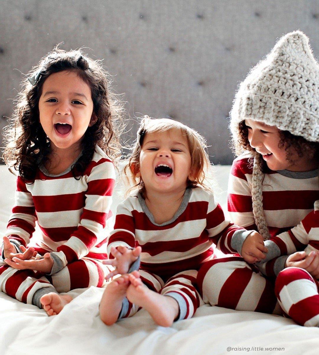 Winter Family Christmas Pajamas Set Striped Print Mom-Daughter-Dad-Son- Baby M