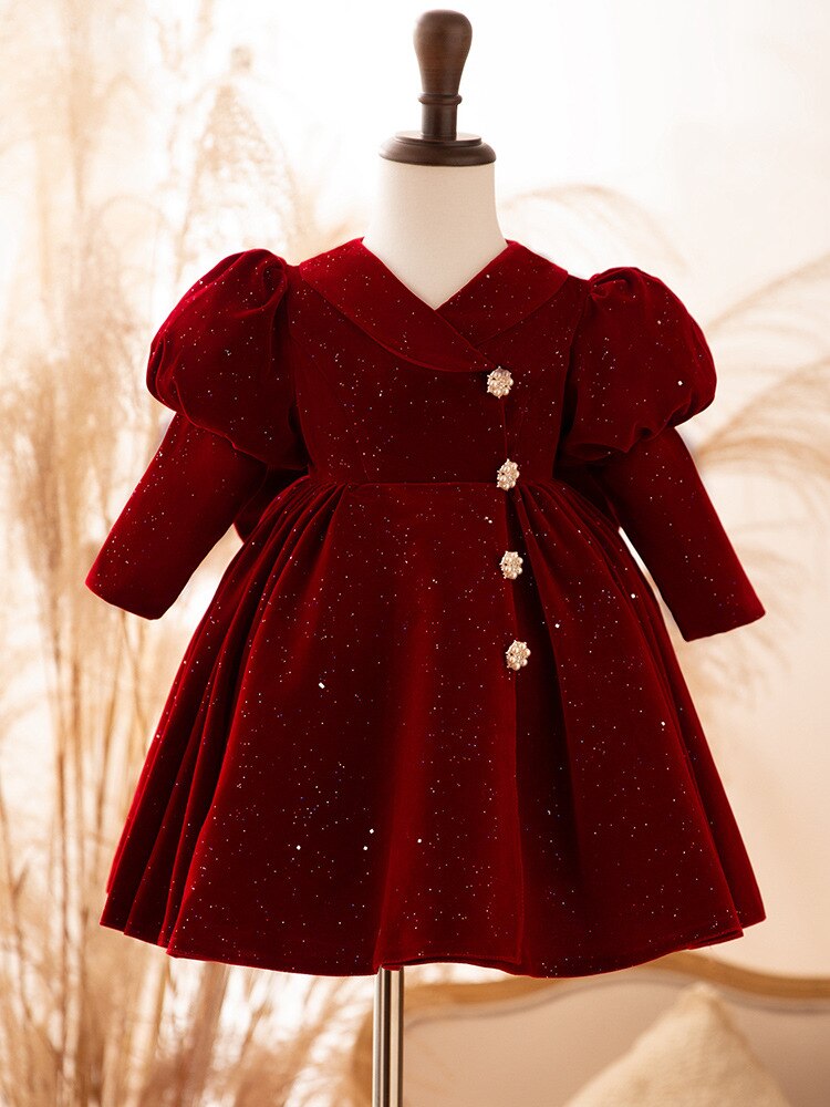 kawaii velvet long sleeve Children's first birthday  Clothing for Christmas