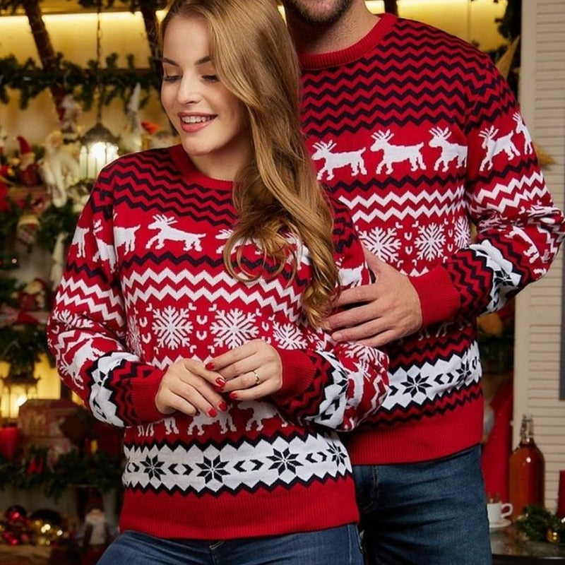 New Year Clothes Mom-Dad-Kids Matching Sweaters Christmas Family Couples