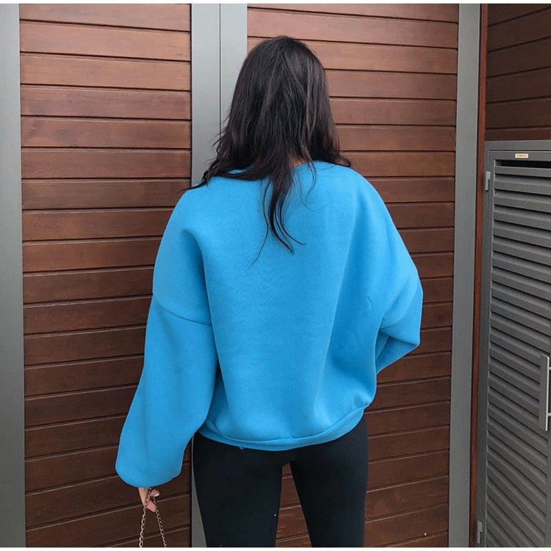 Sweatshirt Fleece Long Sleeve Loose Female Top Pullover 2023