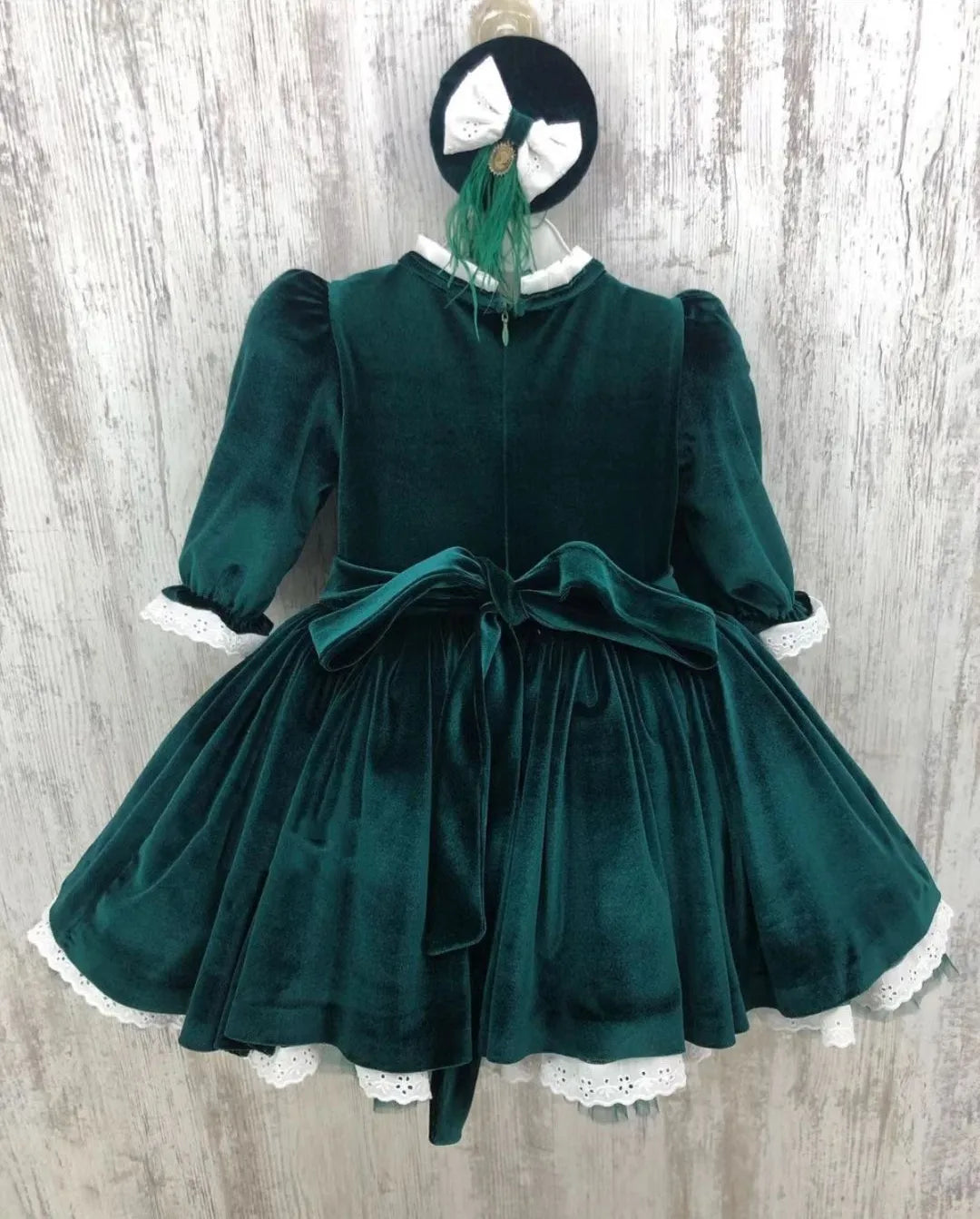 Autumn Winter Green Velvet Vintage Spanish Turkish Princess Ball Gown Dress for Christmas