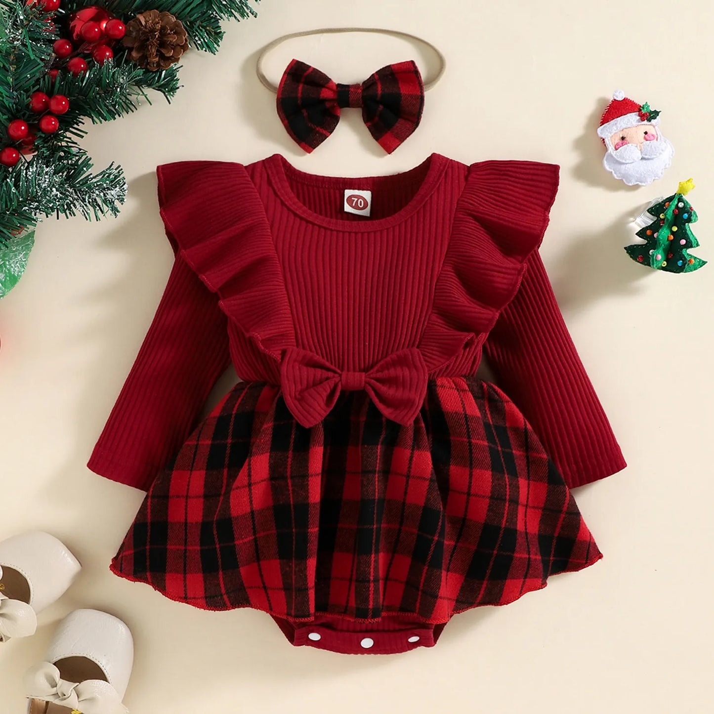 Baby 0-24M Christmas Girl Red Romper Xmas