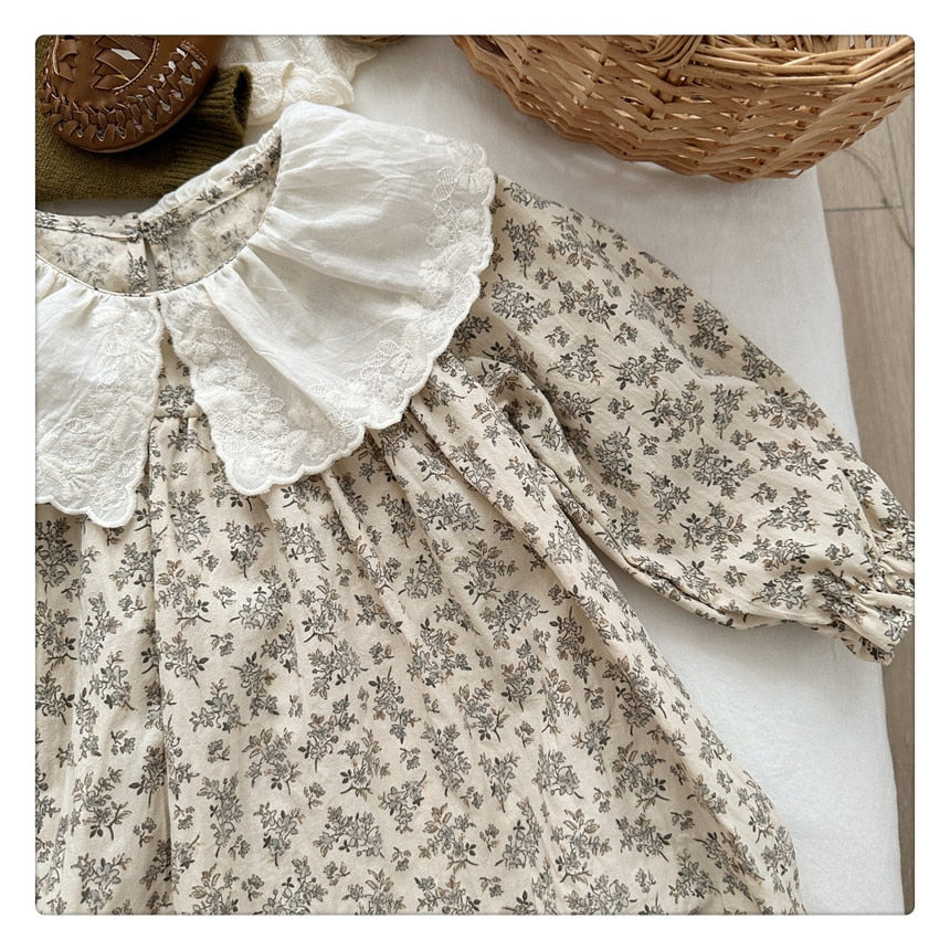 New 2023 Autumn Baby Girls Floral Printed Dress