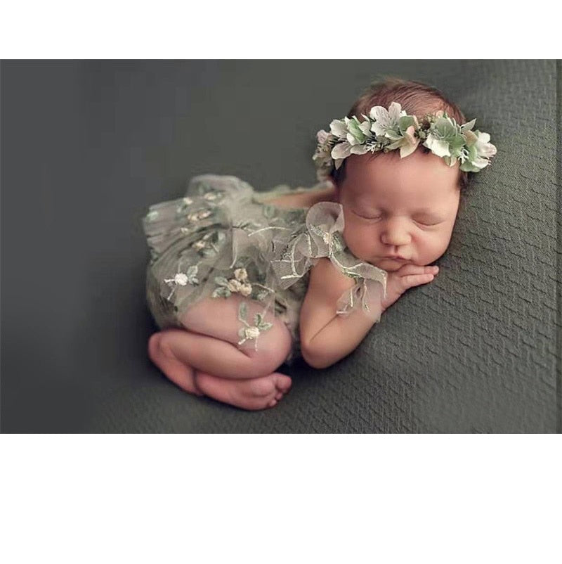 Newborn Photography Props Hat Baby Lace Romper