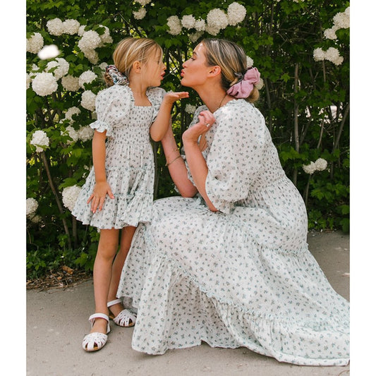 Summe Mother Daughter Matching Dresses Pink Grid Spring Family Look Mommy and Me Clothes Outfits Mom Mum Baby Women Girls Dress