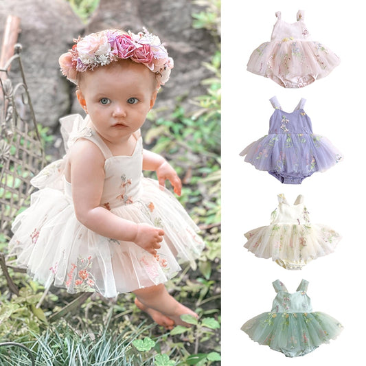 Baby Embroidery Romper Dress, Wedding Formal Clothing.