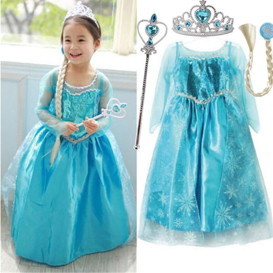 Elsa Princess Costume for Girls 2023 Halloween  3-10 Yrs