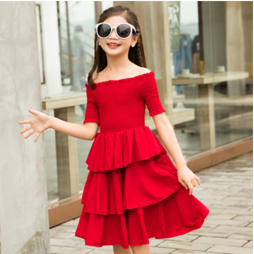Mother-daughter Matching Outfit Western Style Summer Red Dress