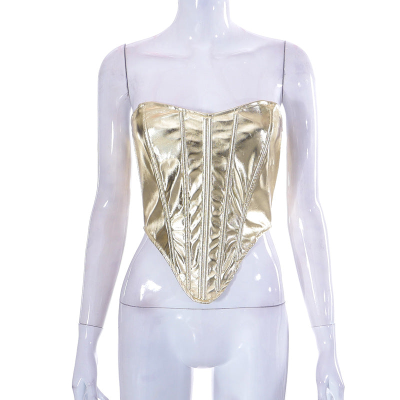 Women's Fashionable Metallic Waist Top